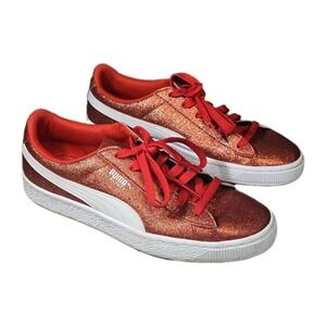 PUMA basket Girl Shinny Glitter Red US Size‎ 7C